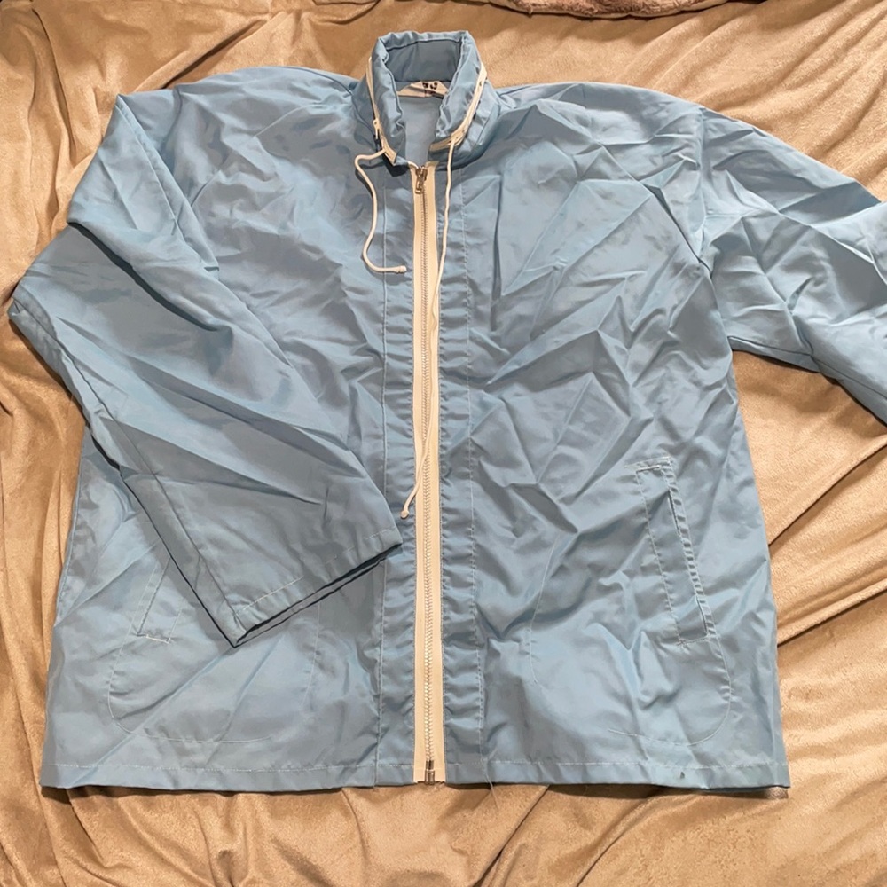 Retro baby blue wind breaker/light jacket